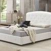 Letto contenitore Vittoria in similpelle bianco