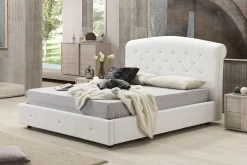 Letto contenitore Vittoria in similpelle bianco